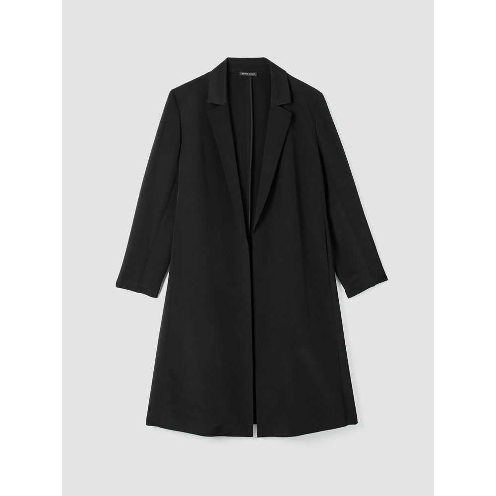 Eileen Fisher Black Silk Blend Open Front Duster Jacket Small